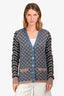 Pre-Loved Chanel™ Blue/Multicolour Silk/Mohair/Wool Cardigan Size 38