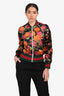 Gucci Black/Red Silk Floral Printed Zip Up Bomber Jacket Size 38
