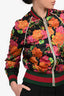 Gucci Black/Red Silk Floral Printed Zip Up Bomber Jacket Size 38