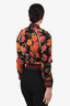 Gucci Black/Red Silk Floral Printed Zip Up Bomber Jacket Size 38
