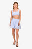 Meshki Blue/White Pinstriped Crop Top A-Line Mini Skirt Set Size XS