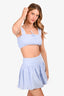 Meshki Blue/White Pinstriped Crop Top A-Line Mini Skirt Set Size XS
