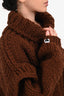 MUMS Brown Cable Knit Turtleneck Chunky Sweater One Size