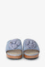 Pre-Loved Chanel™ Purple Striped Leather Camelia Platform Mules Size 40