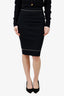Givenchy Black Wool Silver Stud Pencil Skirt Size XS