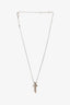 Gucci 18k White Gold Diamond Separate Cross Necklace
