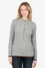 Gucci Grey Wool Web Stripe Cable-knit Polo Sweater Size M