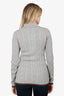 Gucci Grey Wool Web Stripe Cable-knit Polo Sweater Size M