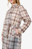 Maje Checked Rubberised Pu Bleted Trench Coat Size 38