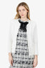 Iro White Cotton Boucle Fringe Cardigan Size 40