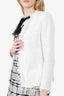 Iro White Cotton Boucle Fringe Cardigan Size 40
