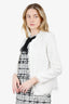 Iro White Cotton Boucle Fringe Cardigan Size 40