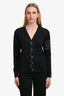 Thome Browne Black Wool V-Neck 4 Bar Cardigan Size 1