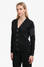 Thome Browne Black Wool V-Neck 4 Bar Cardigan Size 1