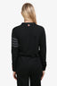 Thome Browne Black Wool V-Neck 4 Bar Cardigan Size 1