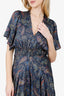 Maje Blue Paisley-print Asymmetrical Rachelle Maxi Dress Size 2