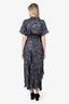 Maje Blue Paisley-print Asymmetrical Rachelle Maxi Dress Size 2
