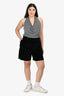 T by Alexander Wang Black Velour Shorts with Rhinestone Logo Size M