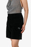 T by Alexander Wang Black Velour Shorts with Rhinestone Logo Size M