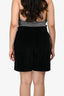 T by Alexander Wang Black Velour Shorts with Rhinestone Logo Size M