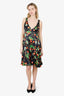 Galliano Black/Multicolour Silk Cherry Sleeveless Mini Dress Size 32