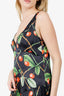 Galliano Black/Multicolour Silk Cherry Sleeveless Mini Dress Size 32