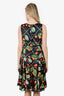 Galliano Black/Multicolour Silk Cherry Sleeveless Mini Dress Size 32