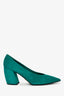 Prada Teal Suede Pointed Toe Curved Heel Mules Size 40