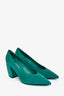 Prada Teal Suede Pointed Toe Curved Heel Mules Size 40