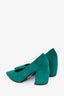 Prada Teal Suede Pointed Toe Curved Heel Mules Size 40
