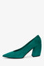 Prada Teal Suede Pointed Toe Curved Heel Mules Size 40