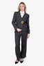 Dolce & Gabbana Grey Alpaca/Wool Plaid Oversized Button 2-Piece Suit Set Size 46