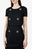 Pre-Loved Chanel™ 2011 Black Wool Square Jewel Embellished Dress Size 38