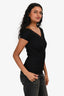 Maje Black Knit Ribbed Lace Neckline Top Size 3
