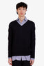 Prada Dark Purple Wool V-neck Knit Sweater Size 54 Mens