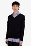Prada Dark Purple Wool V-neck Knit Sweater Size 54 Mens