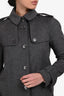 Burberry Grey Wool Single Breasted Midi Coat Size 4