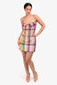 Area Multicolor Plaid Checked Wool Crystal Detail Mini Dress Size 6