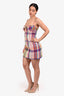 Area Multicolor Plaid Checked Wool Crystal Detail Mini Dress Size 6