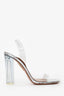 Aquazzura So Nude Plexi Block Sandals 105 Size 37
