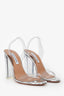 Aquazzura So Nude Plexi Block Sandals 105 Size 37