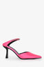 By Far Neon Pink Crystal Embellished 'Alla' Silk Satin Mules Size 37
