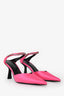 By Far Neon Pink Crystal Embellished 'Alla' Silk Satin Mules Size 37
