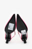 By Far Neon Pink Crystal Embellished 'Alla' Silk Satin Mules Size 37