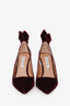 Aquazzura Burgundy Velvet Bow Tie Pumps 105 Size 38