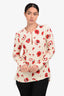 Proenza Schouler Cream/Red Floral Long Sleeve Top Size 2