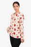 Proenza Schouler Cream/Red Floral Long Sleeve Top Size 2