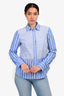 Derek Lam 10 Crosby White/Blue Striped Ruffled Detail Button Down Size S