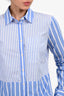 Derek Lam 10 Crosby White/Blue Striped Ruffled Detail Button Down Size S