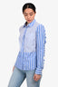 Derek Lam 10 Crosby White/Blue Striped Ruffled Detail Button Down Size S
